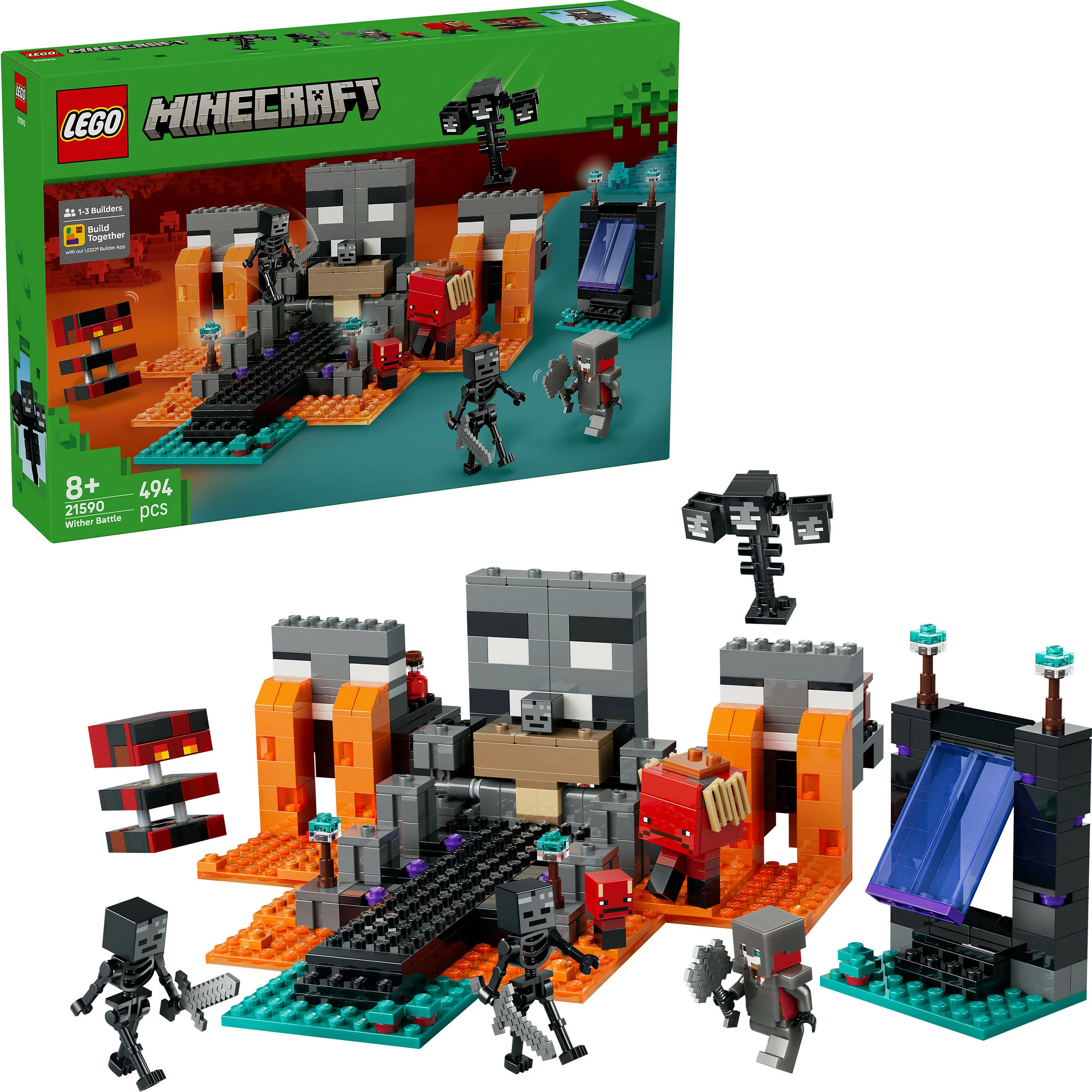 Set ndërtimi LEGO Minecraft Wither Battle 21590, 494 copë, 7 figura, shumëngjyrësh
