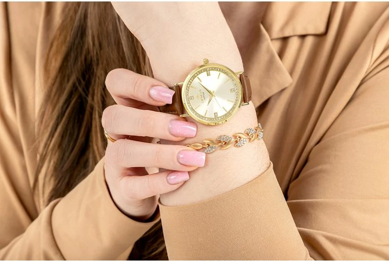 Orë dore femra Giewont GW5390-A3, e artë, rrip lëkure kafe