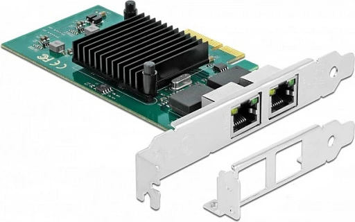 Kartelë rrjeti PCIe DeLOCK Intel i82576, 2x RJ45 Gigabit LAN, PCI Express x4, e zezë/jeshile