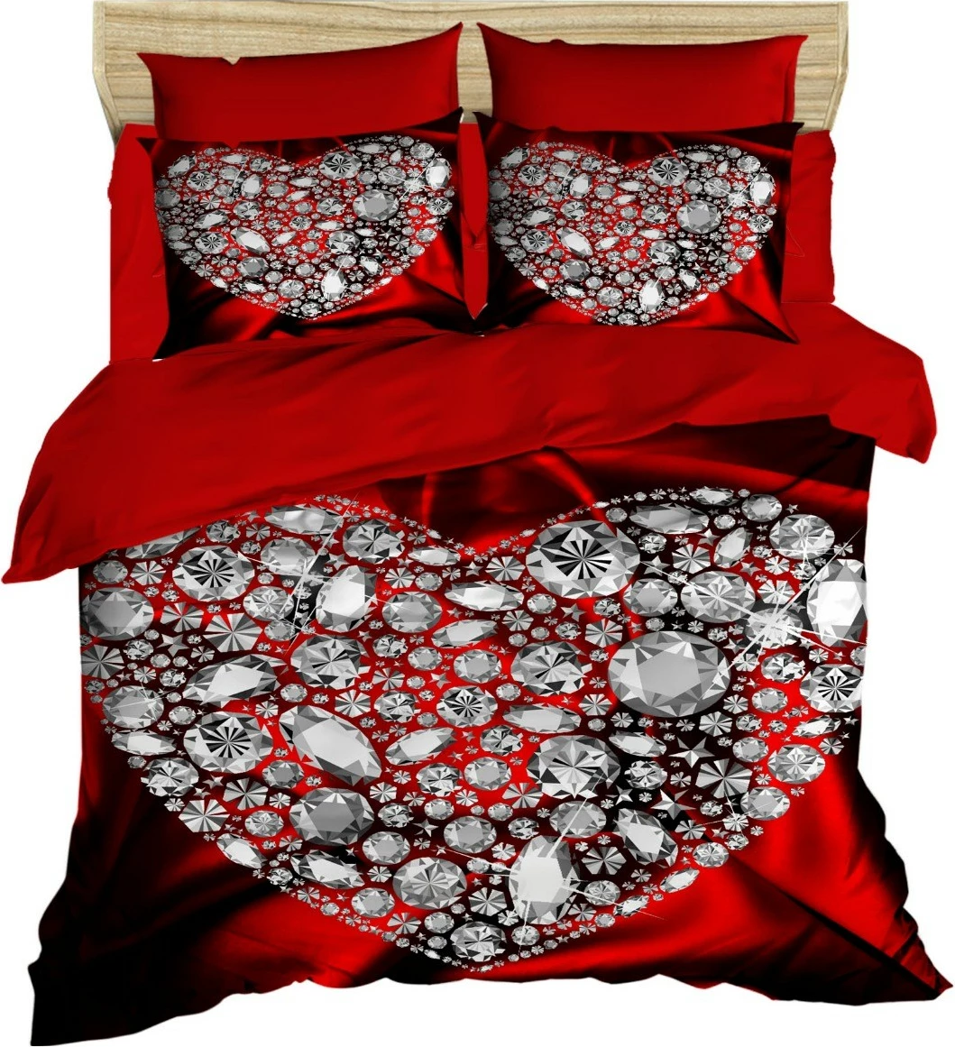 Set mbulesë për jorgan king size, L'essentiel, ngjyrë e kuqe, argjend dhe e zezë, 174
