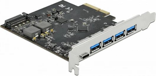 Kartelë PCIe DeLOCK x4, 1x USB-C + 4x USB-A, USB 3.2 Gen 2 10Gbps