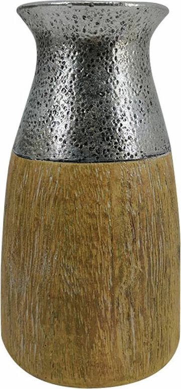Vazo CHERN, polirezine, ngjyrë natyrale-argjend, 8x8x15cm