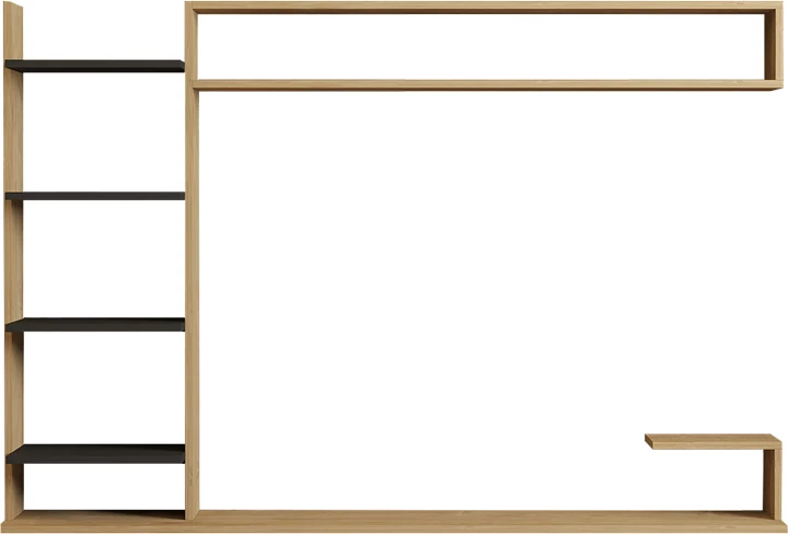 Njësi muri për dhomë ndeje, ngjyrë lisi-antracit, 180x29.60x121.80cm