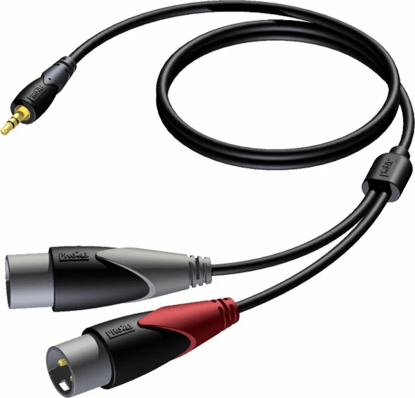 Kabel audio Procab CLA712/3, Jack 3.5mm në 2x XLR (male), 3m, e zezë