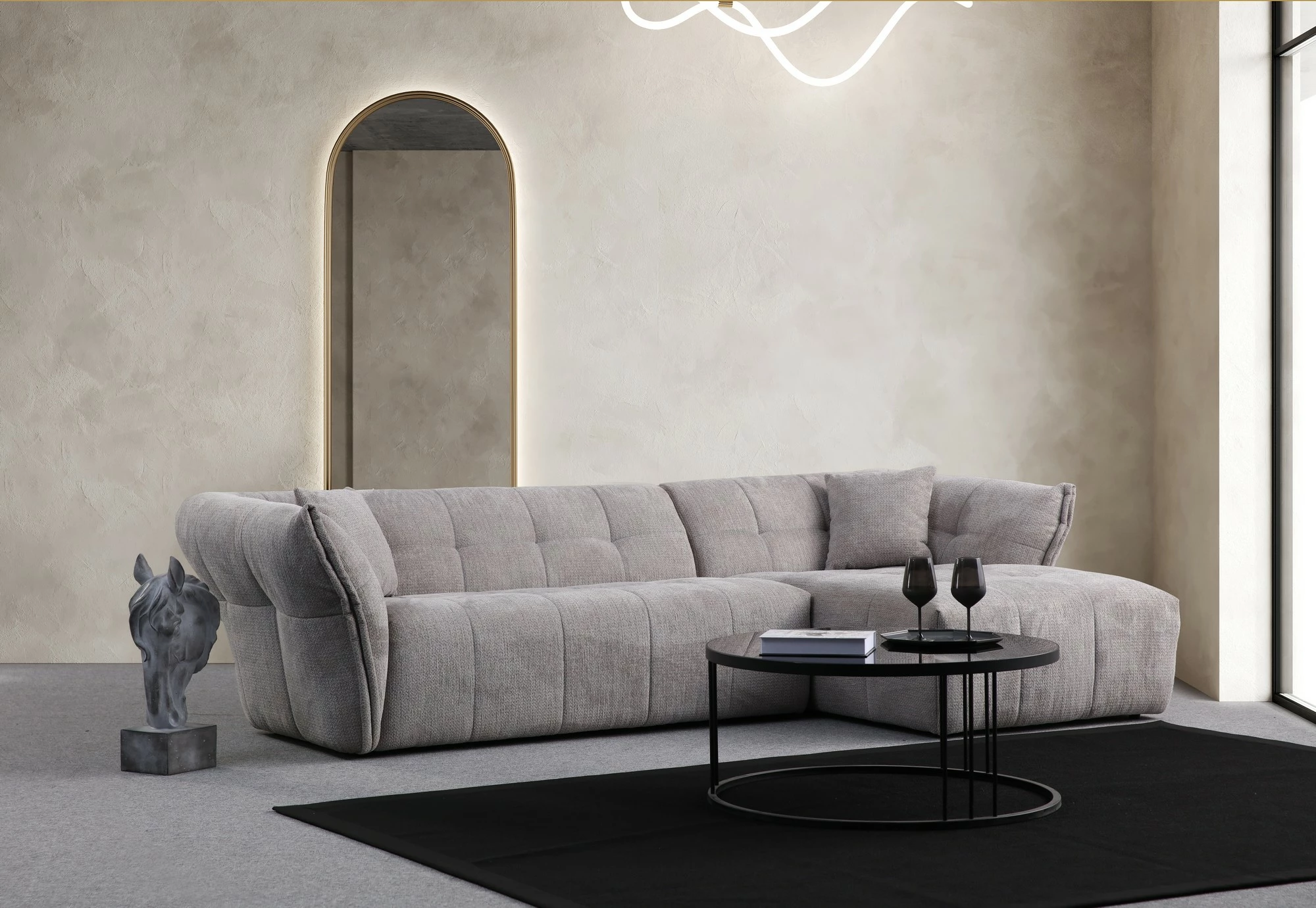 Këndare Boxer, e djathtë, ngjyrë gri e çelët, Atelier del Sofa