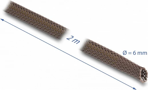 Mbështjellës i gërshetum për kabllo DeLOCK, 2 m, Ø6 mm, rezistent ndaj brejtësve, kafe