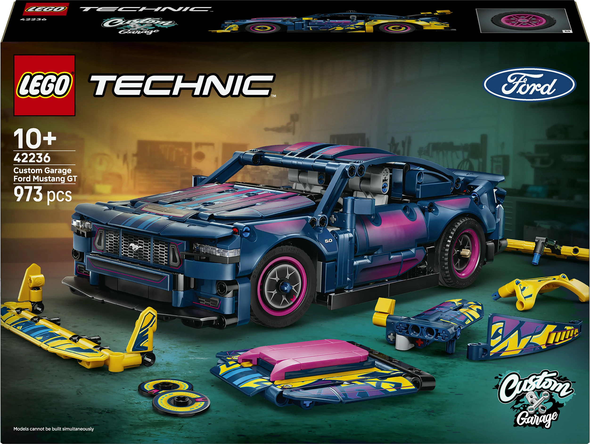 Set ndërtimi LEGO Technic 42236 Custom Garage Ford Mustang GT, 973 pjesë, 10+, shumëngjyrësh