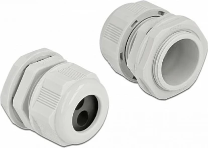 Glandë kabllo DeLOCK PG21, hyrje e dyfishtë, IP68, për kabllo 8 mm, 2 copë, gri