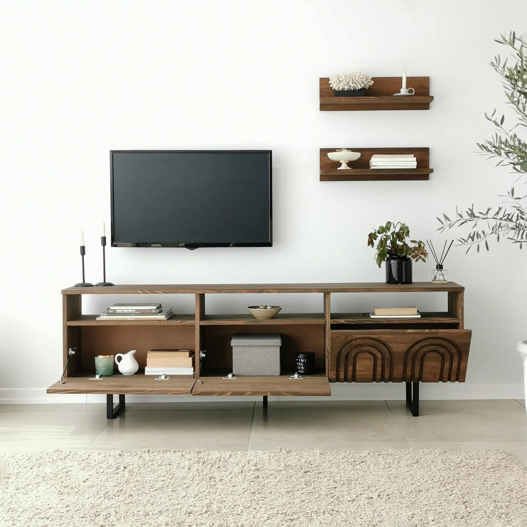 Komodë TV Hanah Home, Helen, ngjyrë arre