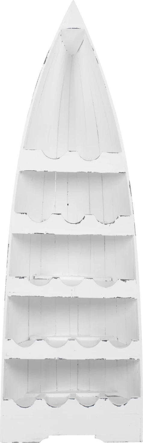 Raft vertikal për shishe, formë varke, dru mahogany, FH9495, 46x30x140H cm