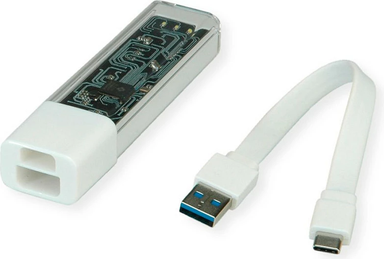 Hub USB ROLINE 14.02.5062, USB-C në 4x USB-A, USB 3.2 Gen 1, 5Gbps, 0.12m, i bardhë