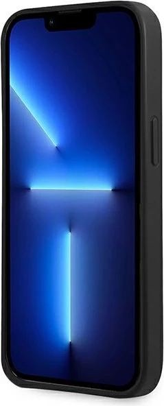 Mbështjellës Guess Saffiano Triangle për iPhone 13 mini, i fortë, i zi