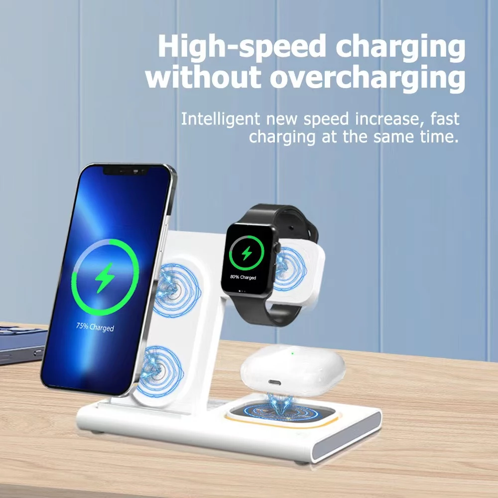 Stacion karikimi wireless 4-në-1 i palosshëm A80, e bardhe