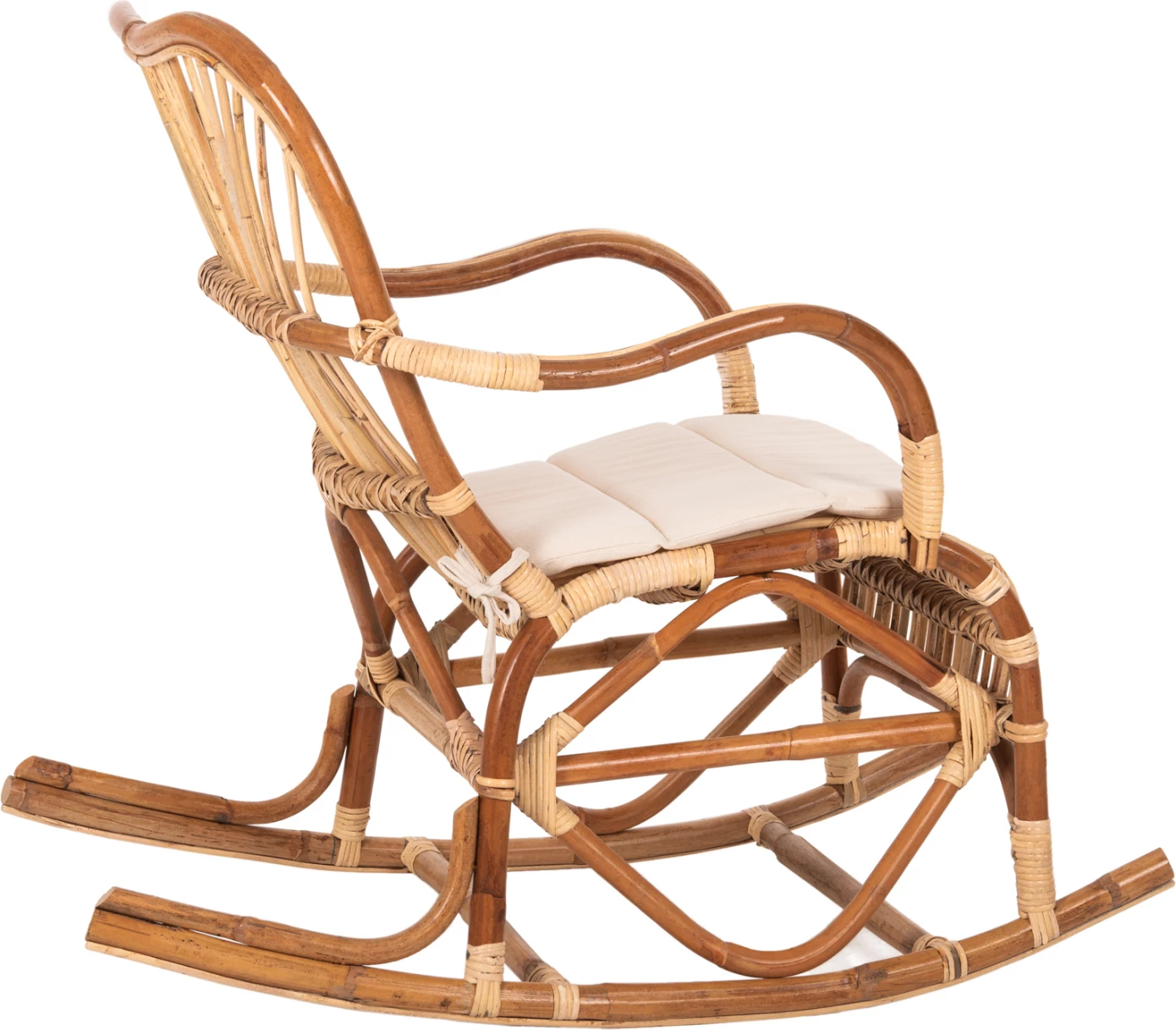 Karrige lëkundëse prej rrotani, SANTA FE, FH9343, me jastëk sediljeje, 60x103x90 cm