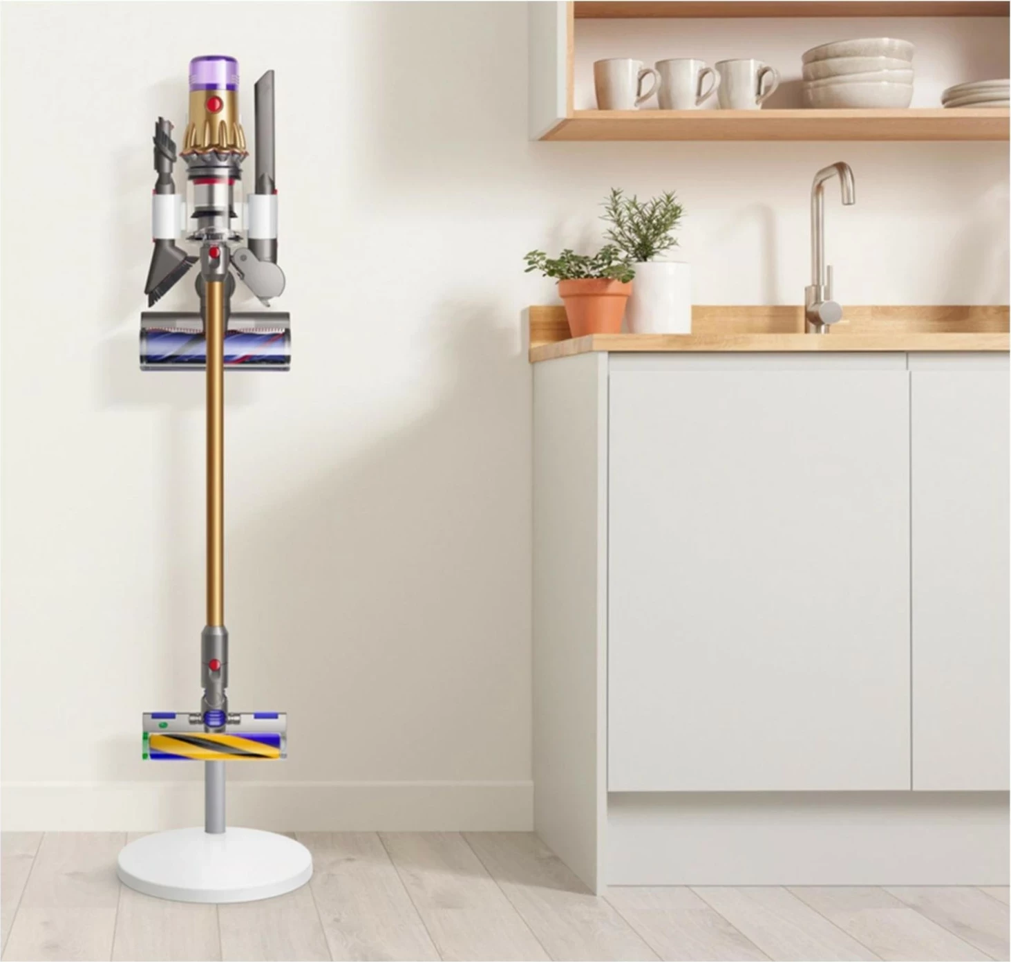 Stacion dokimi Dyson V12 Detect Slim, ruajtje dhe karikim, argjendtë