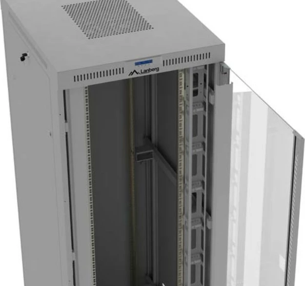 Kasë serveri Lanberg FF01-8047-12SL, 47U, me derë xhami, LCD, Gri
