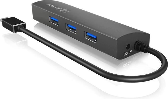 USB hub ICY BOX IB-HUB1406-C, 3x USB 3.2 Gen 1 Type-A, 1x RJ-45, Type-C, alumini, antracit