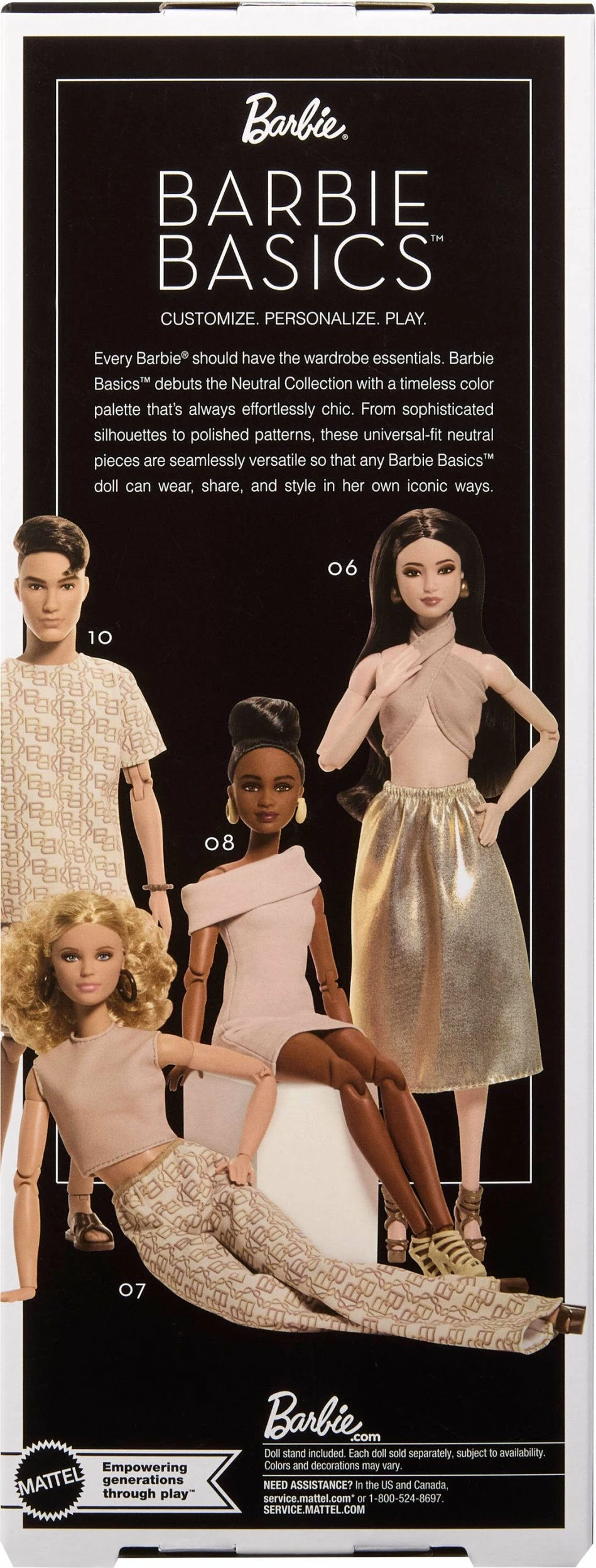 Lalkë koleksionuese Barbie Mattel Signature Basics Model 06 (JJX25), Made to Move, me bazë dhe certifikatë, ari/bezhë