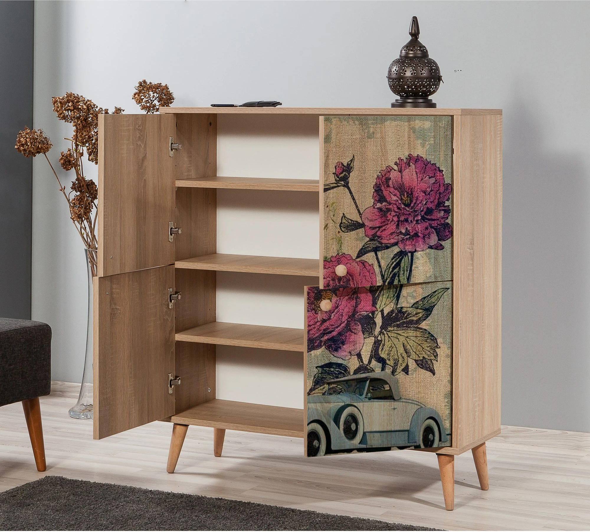 Dollap multifunksional Hanah Home, Multilux-733, ngjyrë lisi Sonoma