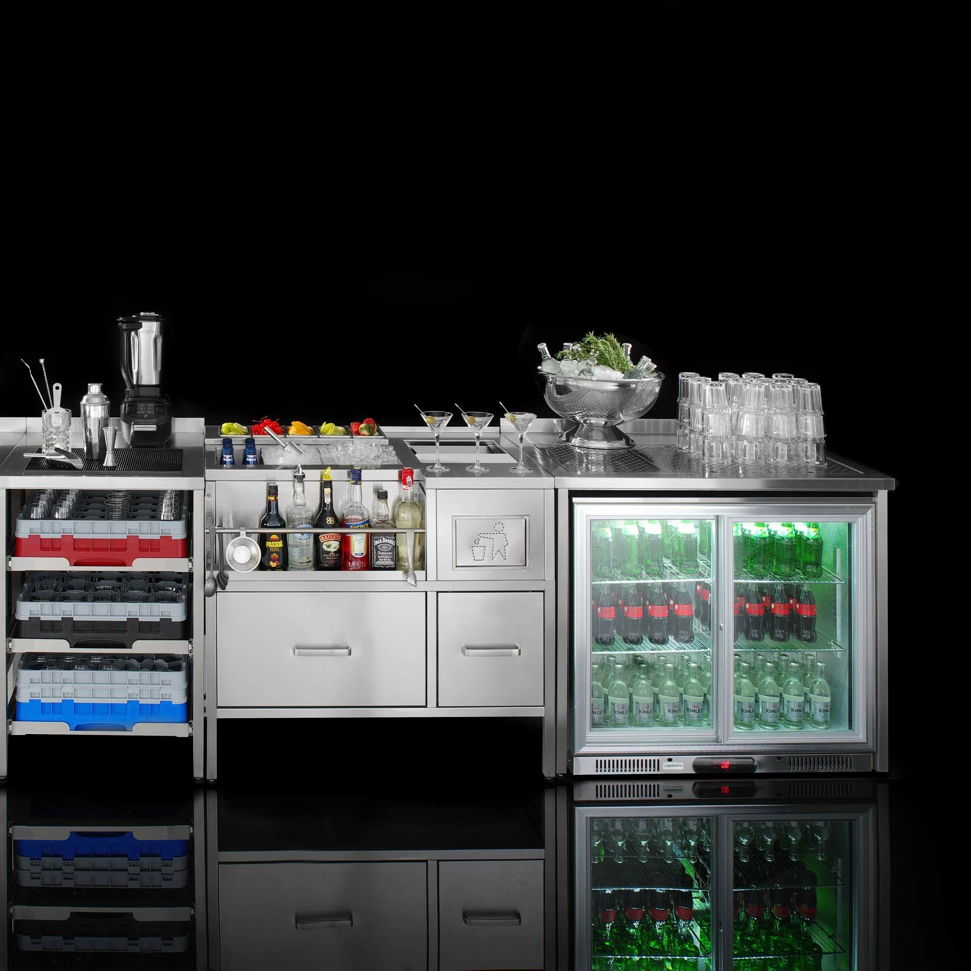 Panel muror për bar, Barmatic Oxygen, 1000x200/600xH1100 mm, çelik inox, argjendtë
