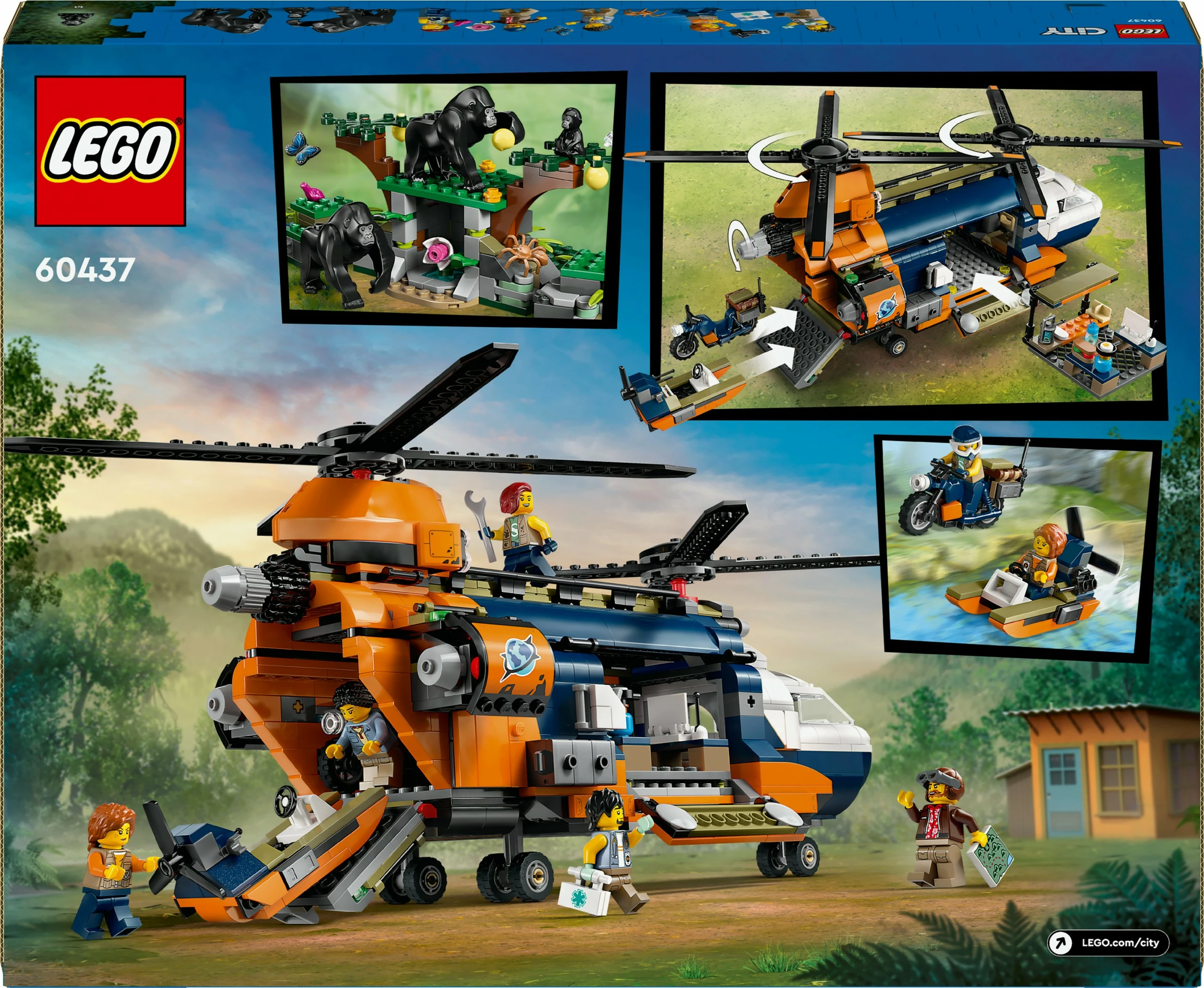 Set ndërtimi LEGO City 60437 Jungle Explorer Helicopter, shumëngjyrësh
