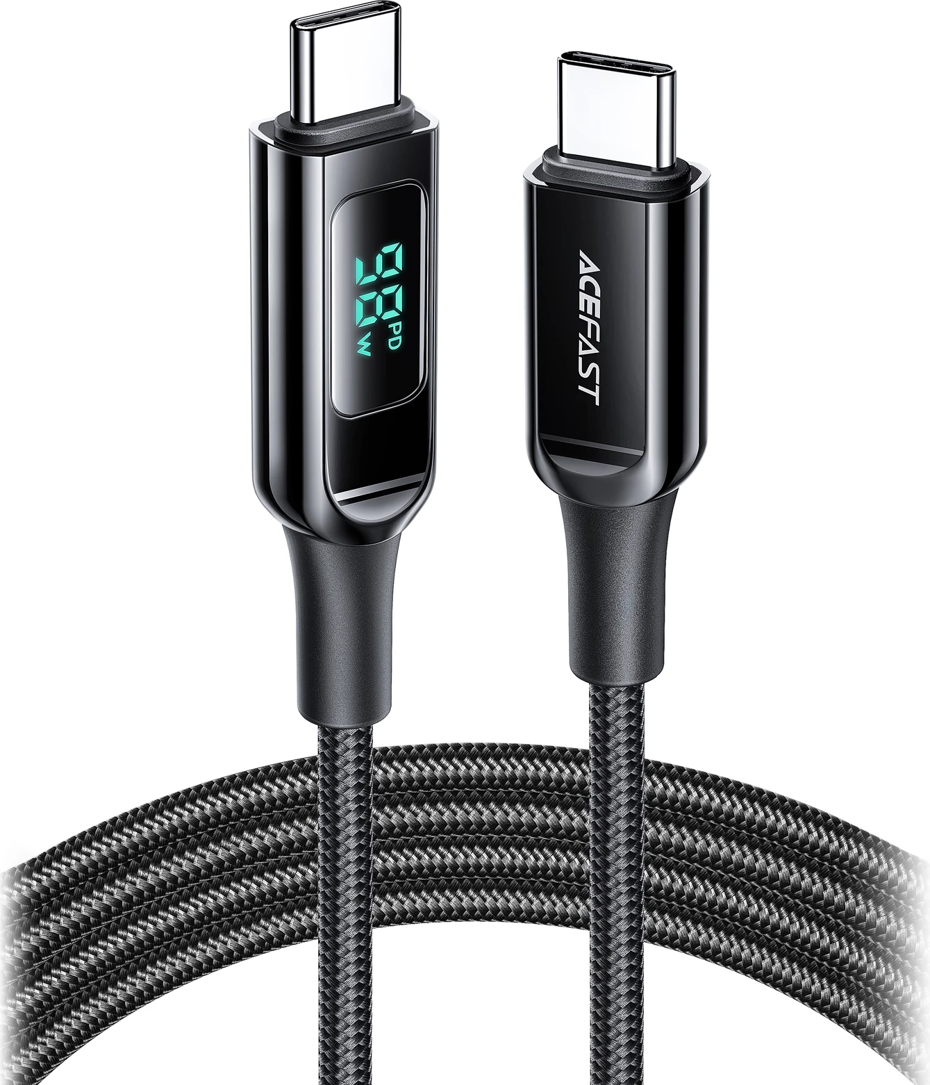 Kabllo Acefast C6-03 USB-C në USB-C, 2m, 100W, Ekran, e zezë