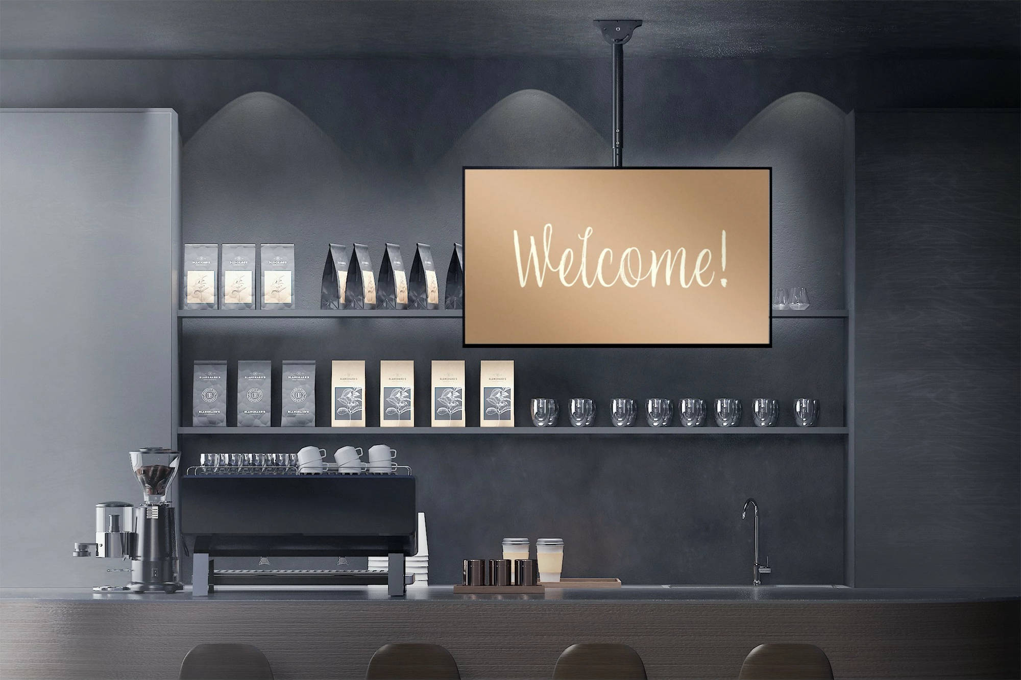 Mbajtës tavani për TV Digitus universal, 37-70 inch, rregullim lartësie, çelik, i zi