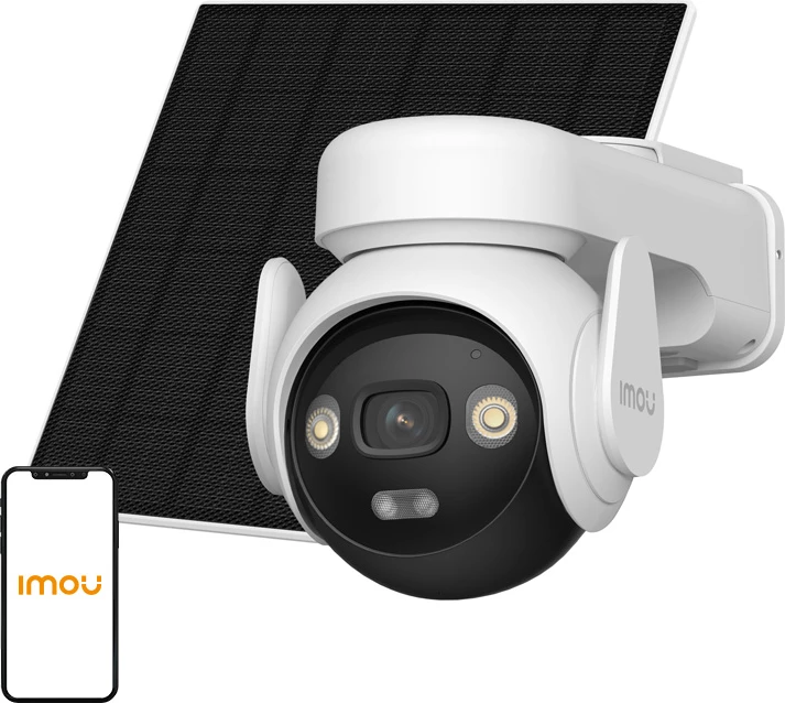 Kamerë IP e jashtme IMOU AOV PT KIT IPC-B7ED-5M0TEA-EU 5MP 3K, PTZ 340°/90°, 4G LTE/2.4GHz Wi‑Fi, bateri 10000mAh + panel solar 5W, kit, e bardhë, pa kartë