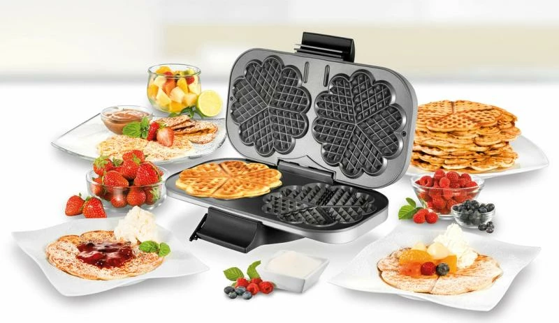 Pjekëse gofrash dyfishe, Unold, 48241, 1200W, pllaka jo-ngjitëse, argjendtë e zezë