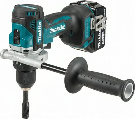 Burmashinë me bateri Makita DDF492RTJ, 18V, me dorezë anësore, blu