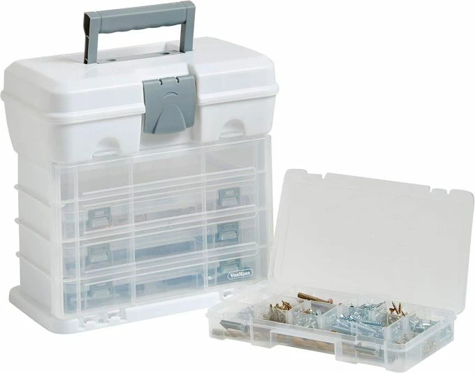 Kuti portative me sirtarë VonHaus 3515229, 2-në-1, 4 sirtarë të heqshëm me ndarëse, me kyç sigurie, e bardhë