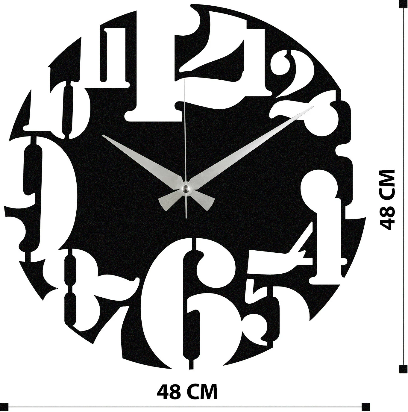 Orë muri dekorative metalike Wallity, Enzoclock - S001, e zezë, 48x48cm