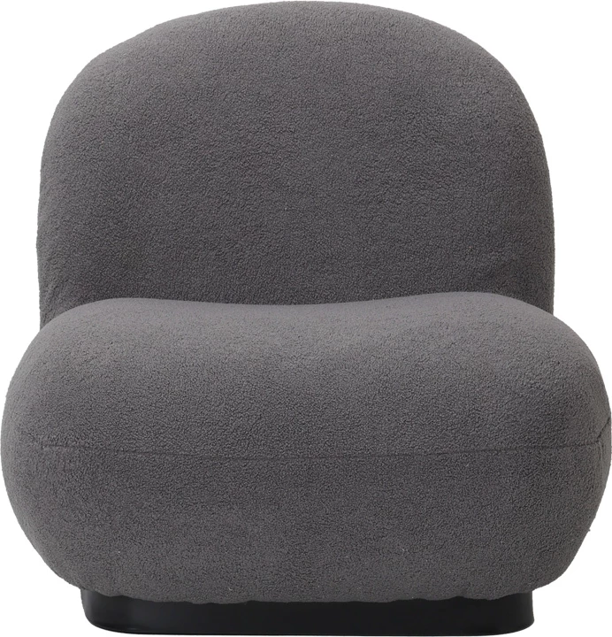 Fotel Rosalie, material teddy gri i errët, bazë e zezë, 85x82x77cm