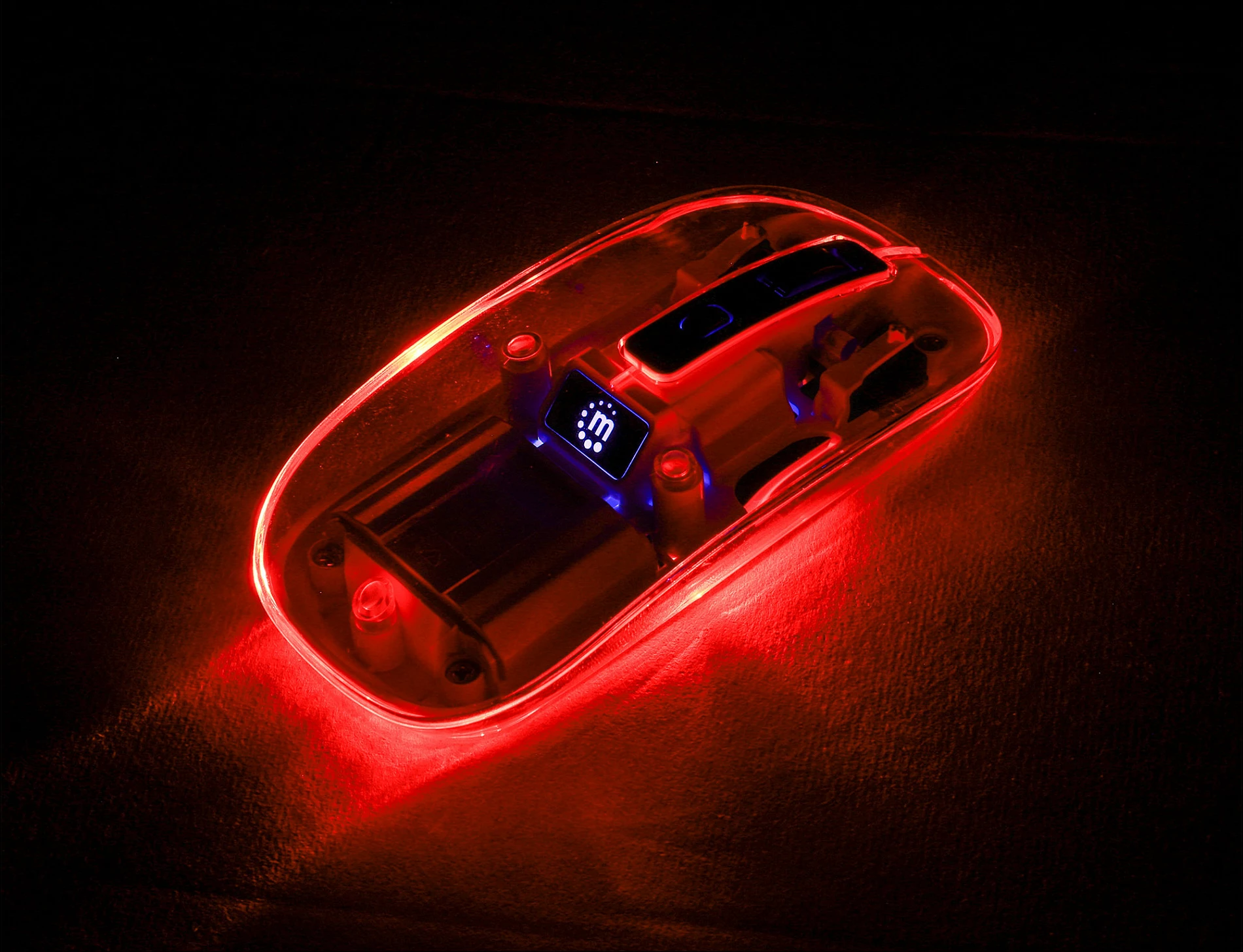 Maus Manhattan Transparent Wireless Rechargeable 2.4GHz, 800/1200/1600 DPI, RGB, Clear/Black