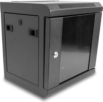 Kabinet rrjeti DeLOCK 10" 6U, derë xhami, me kyç, i zi