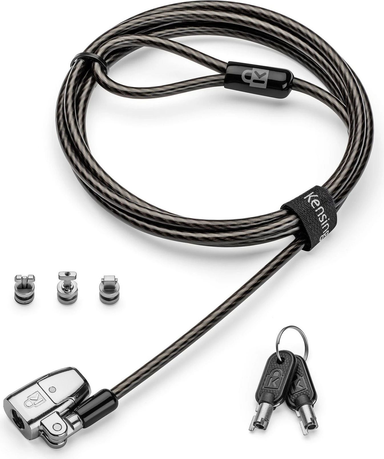 Kyç kabllor për laptop Kensington ClickSafe 2.0 3-në-1 me çelës, 1.8 m, Master Keyed, Zi/Argjend