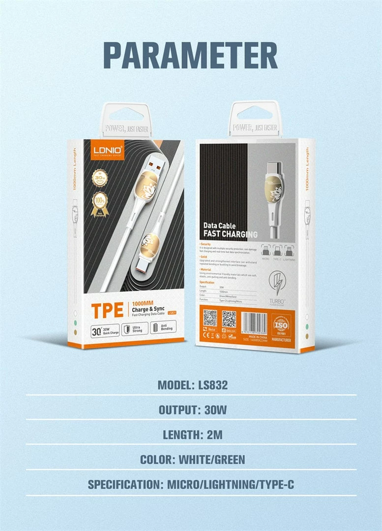 Kabllo E Karikimit LDNIO LS831 (Bardhë)