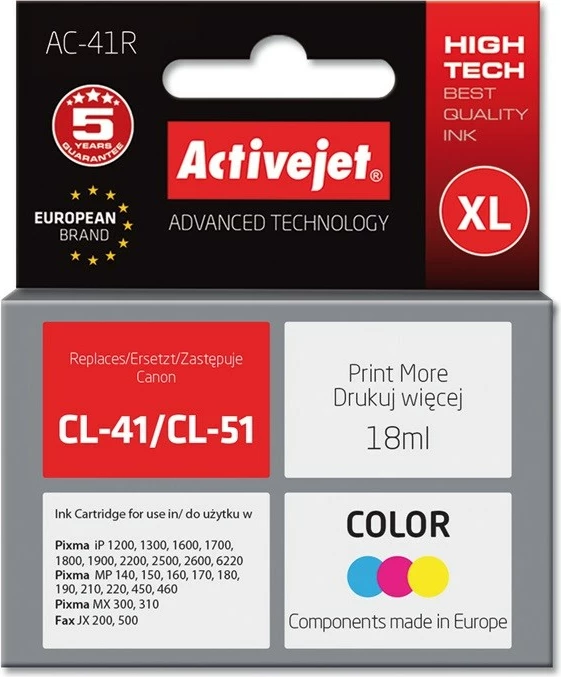Ngjyrë zëvendësuese Activejet AC-41R për printer Canon, 18ml, shumëngjyrëshe