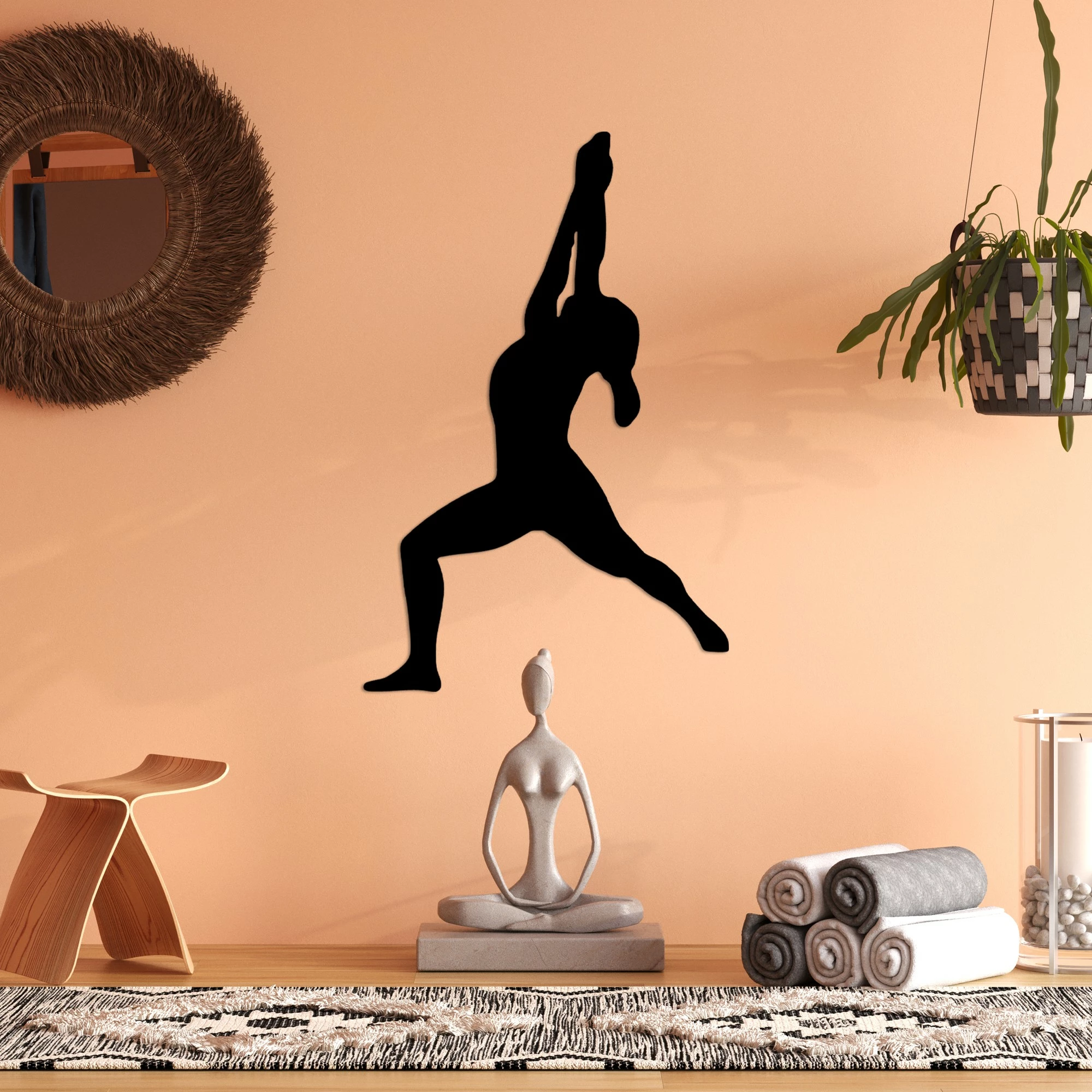 Aksesor dekorativ metalik për mur, Yoga 10, ngjyrë e zezë, 45x55cm