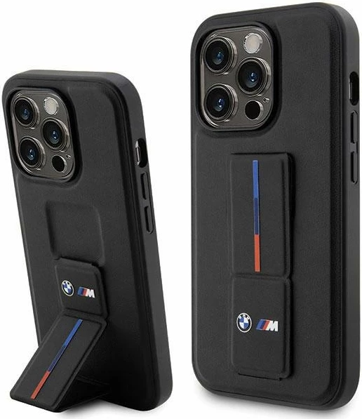 Mbështjellës BMW BMHCP14X22GSLK Grip Stand Hot Stamp për iPhone 14 Pro Max 6.7", hardcase, black/black