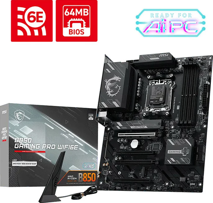 Pllakë amë MSI B850 Gaming PRO WiFi6E 7E89-001R, AM5, DDR5, ATX, e zezë