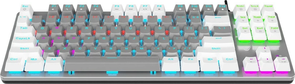 Tastierë mekanike Rampage Snug RGB KRGD Blue, 80%, anglisht, bardhë-gri
