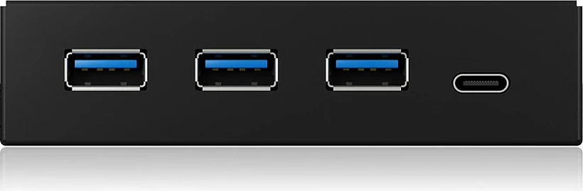 Hub USB ICY BOX IB-HUB1418-i3, panel i përparmë për kasë, 3x USB-A 3.2 Gen 1, 1x USB-C, i zi