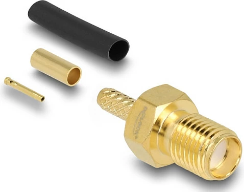 Konektor SMA femër DeLOCK, për krimpim RG-174/RG-316, 50 Ω, i artë