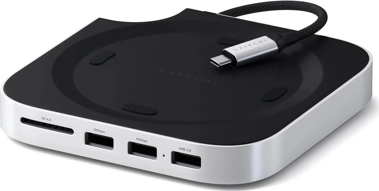 Stand & hub Satechi për Mac Mini M4/M4 Pro, slot SSD M.2 NVMe, silver