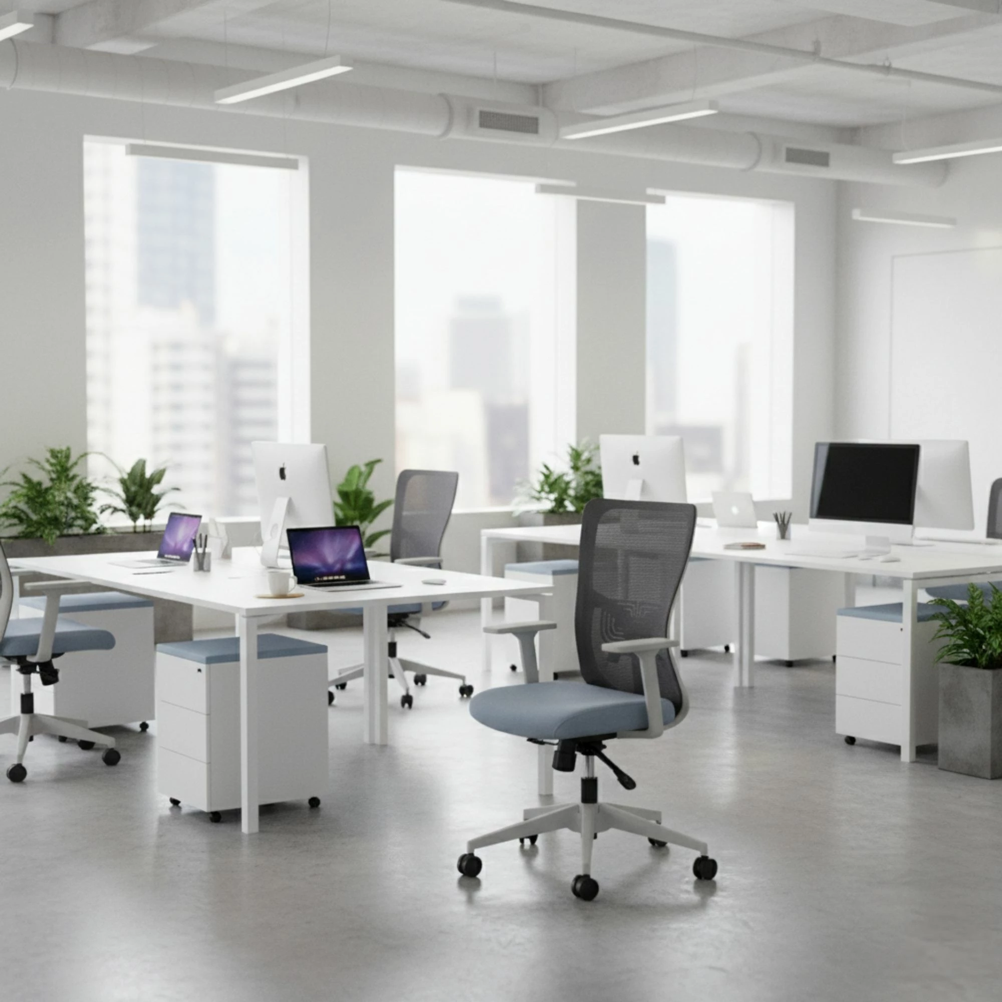 Karrige zyre Skye Decor, mbështetje mesit, 108 cm, ngjyrë gri