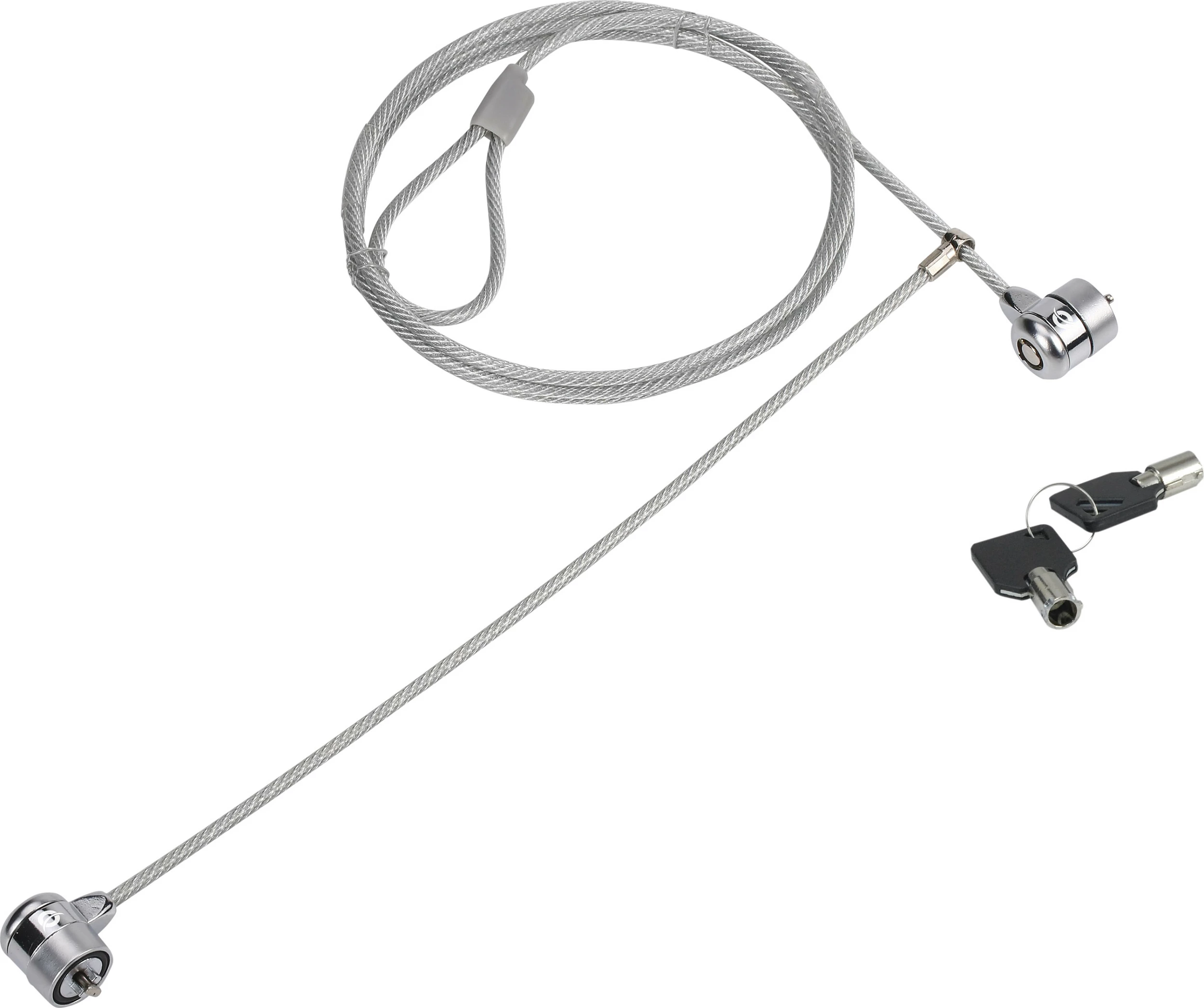 Kyç sigurie me kabllo për laptop Conceptronic Dual Head, 1.5 m, 2 çelësa, argjend