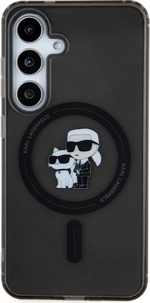 Mbështjellës Karl Lagerfeld Karl&Choupette Glitter MagSafe për Samsung Galaxy S24, i zi