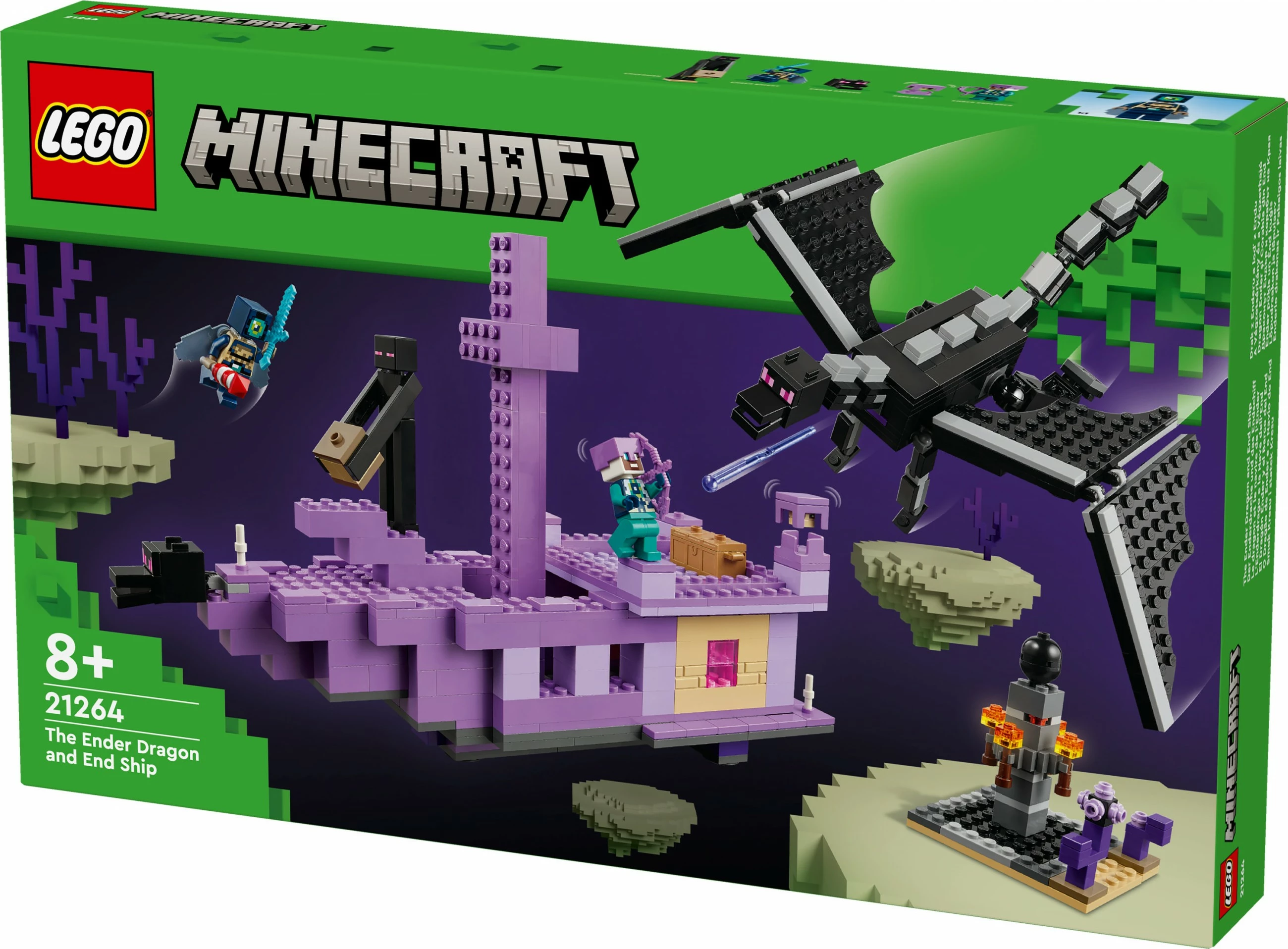 Set lodrash LEGO Minecraft 21264 Ender Dragon edhe End Ship