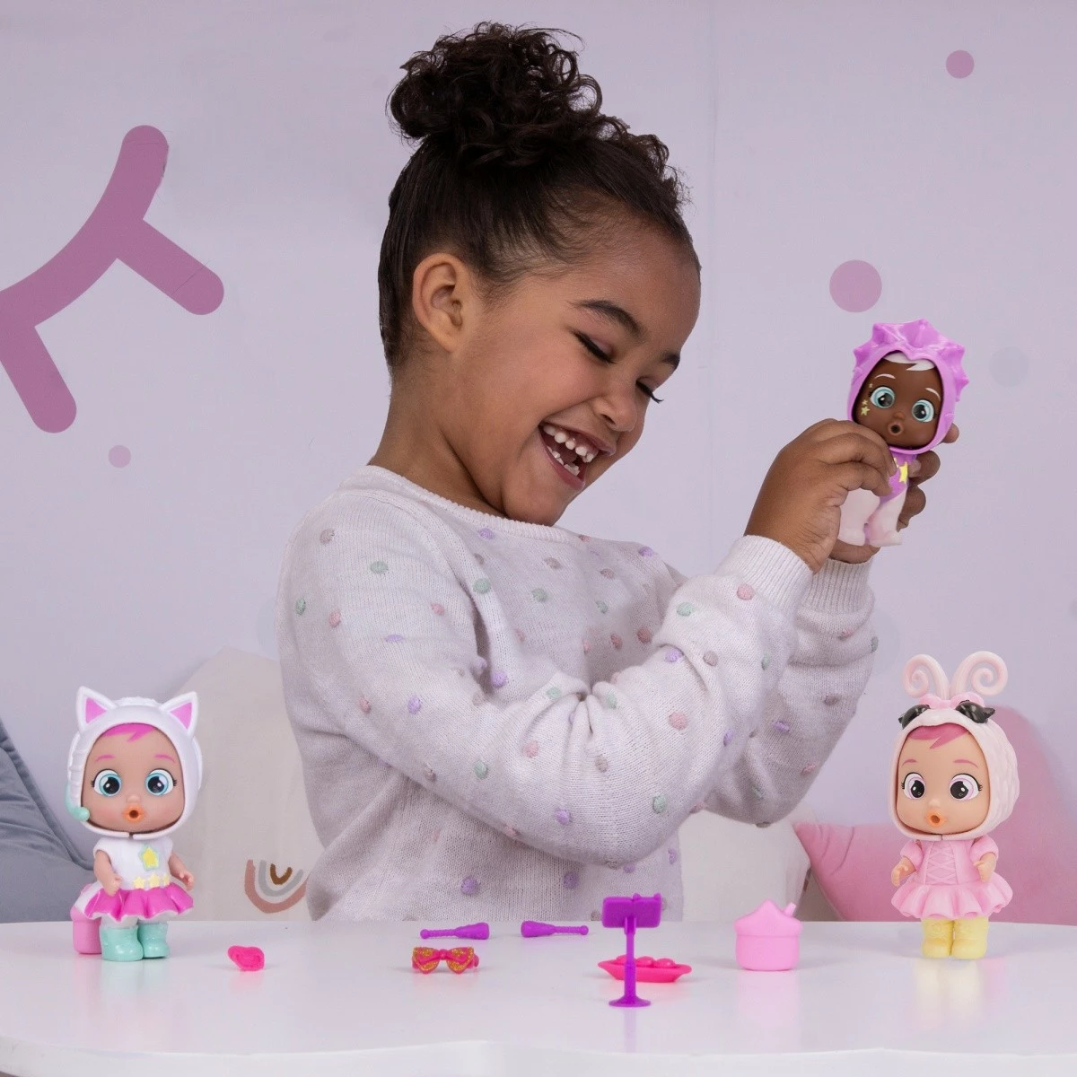 Kukull Cry Babies Magic Tears Di Stars Talent Coney, Tm Toys, plastikë, me aksesorë, rozë/bardhë